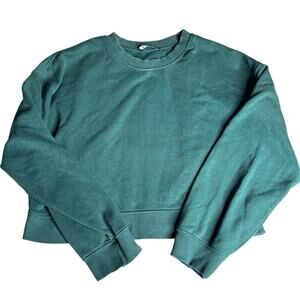 Zara Women's sz Small Dark Green Cropped Sweatshirt Pullover Long Sleeve